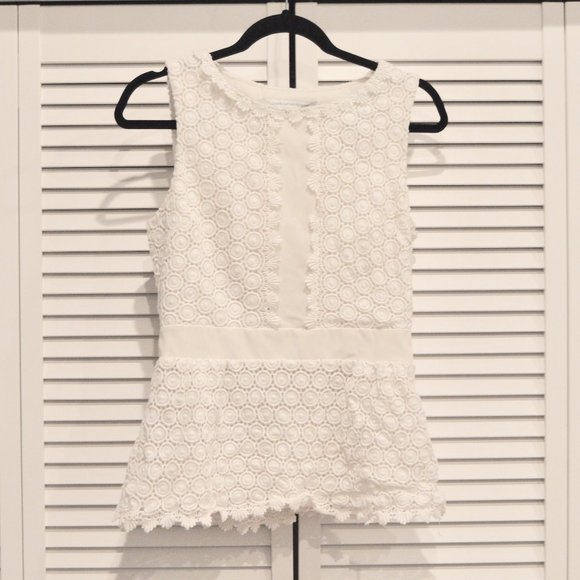 Diane Von Furstenberg Tavita Cosmic Lace Peplum Top Size 8 | Size 8 - Picture 1 of 7